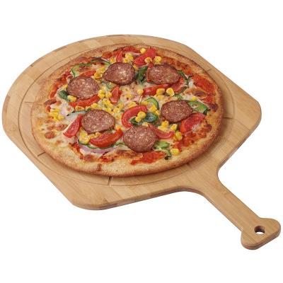 China Easily Cleaned Wooden Pizza Tray With Handle Bread Wooden Tray Pizza Spatula Baking Tools Bamboo Wood Panel Kitchen Pizza for sale