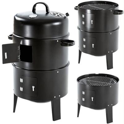 China Adjustable Height 3 in 1 3 Smokeless Lay Up Tower Barrel Charcoal BBQ Grill Smoker Charcoal BBQ Grills Smoker Grill for sale