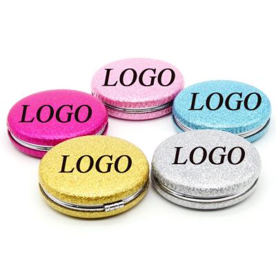 China Rose Gold Customized Hand Mirror Round Cosmetic Mini Pocket Mirror Makeup Pocket Mirror Logo Mini for sale