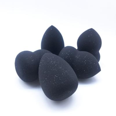 China Gold Eco-friendly Black Water-drop Washable Egg Shaped 3D Beauty Blender Facial Makeup Sponge for sale