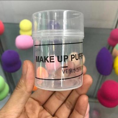 China Lightweight custom color custom stickers logo private label transparent sticker for makeup sponge pp round box cylinder container for sale