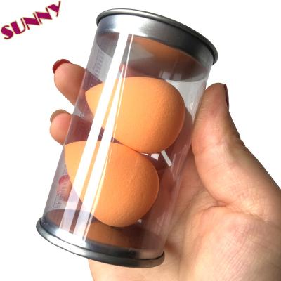 China Eco - Friendly Cosmetic Sponge Pack Makeup Sponge Round Container Puff Case for sale