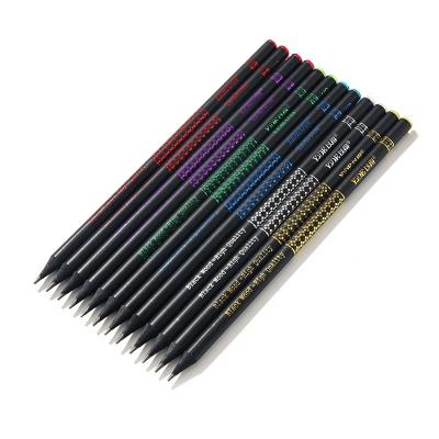 China office & Factory wholesale school pencil 7 inch high quality black wooden pencil with logo customized design for sale