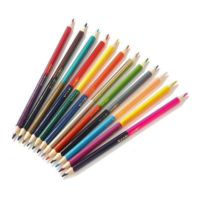 China Art Drawing Painting High Quality 24 Colors Wooden End Color Double Sided Double Tip Colored Pencils Pencils For Kids Drawing for sale