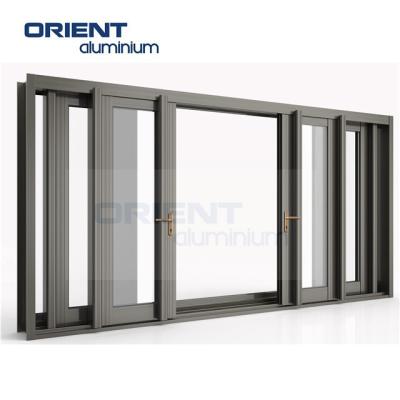 China Orient Sliding Doors Contemporary Double Sliding Door Aluminum Tempered Glass With Security Screen for sale