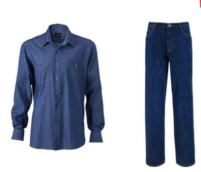 China HI FORCE & Fire Resistant Men's Navy Long Sleeve Shirt Jeans and Pants, Workwear for sale