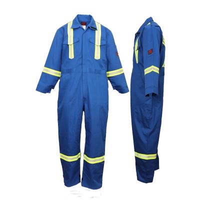 China 100% Cotton Reusable Protective Safety Flame Retardant FR Working Flame Retardant Mens Coverall With Reflective Tape for sale