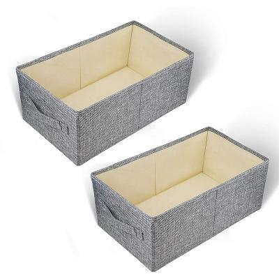 China Collapsible Folding Storage Bins Fabric Cube Organizer With Handles Decorative Storage Boxes For Shelves for sale