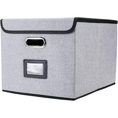 China Viable Folding File Storage Box with Lid - Decorative Filing Storage Canvas Organizer for Hanging Letter for sale