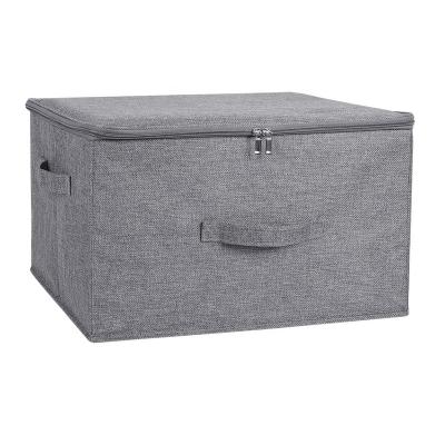 China Sustainable Storage Bins With Zipper Lid Handles Storage Boxes PP Plastic Panel Home Lidded Foldable Cotton Canvas Fabric Cube Baskets for sale