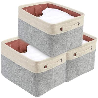 China New Classic/Postmodern Folding Sturdy Cationic Cube in Kids Storage Bins Fabric Storage Basket [3-Pack] with Handles for Organization for sale