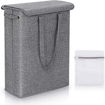 China Bathroom Extra Large Collapsible Laundry Hamper With Lid Tall Laundry Hamper With Handles Waterproof Scratch Narrow Dirty Clothes Hamper for sale