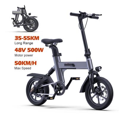 China Aluminum Alloy Popular Adult Electric Bicycle 20inch 500W 48V Electric Folding Bike High Speed Outdoor Electric Bike with APP for sale