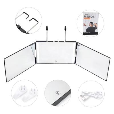 China Portable LED Light 3 Way Lighted Foldable Makeup Mirror For Dye Your Own Hair for sale