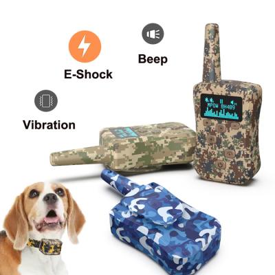 China Viable Camouflage Ipx8 Waterproof 600M Anti Bark Rechargeable Vibrating Dog Training Remote Control E-sock Collar for sale