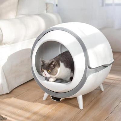 China 2022 Viable Mobile Phone Can Control Automatic Cat Toilet Self-Cleaning Smart Cat Trash Can for sale