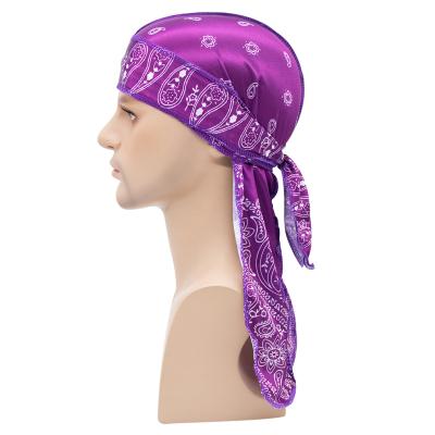 China DecorateÂ   Custom Multi Colored Silk Durags For Men Women Headwraps Turban Hat Long Tail Make Durag Waves Bandanas for sale