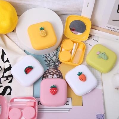 China Recycled Cute Materials 3D Vegetable And Fruit Decoration Eyes Glass Cartoon Contact Glass Contact Glass Partner Canned Storage Case for sale