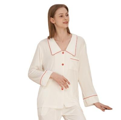 China 2023 Autumn Spring Long Sleeve Sleepwear 2 Piece Women's QUICK DRY Cotton Solid Set Ladies Casual Homewear for sale