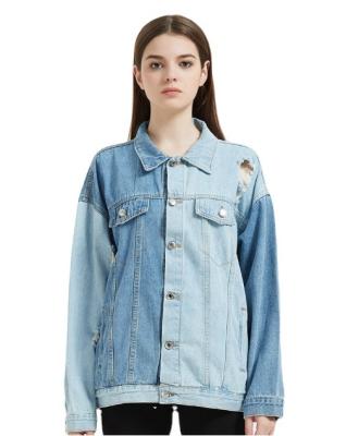 China 2023 New Fashion Reversible Women's Denim Outdoor Jacket Ripped Street Wear Blue Jacket Quilted Top Women for sale