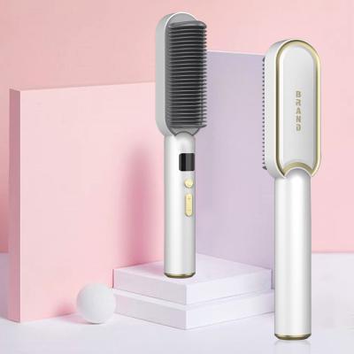 China Household Curling Iron Hair Straightener Flar Comb Iron Ceramic Fast Heating Thermostatic Ion Straightening Negative Hair Straightening Brush for sale