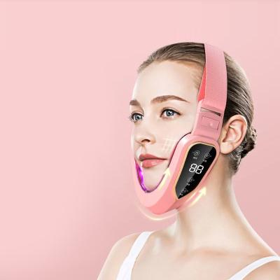 China Skin Tightening Reduct Chain Dual V Shape Face LCD Photon Therapy Machine Skin Massage Slimming Face Lift Device for sale