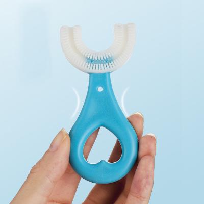 China Dropshipping Child Environmental Manual Silicone U Shaped Toothbrushes Home Children Kids Kids U Shape Toothbrush for sale