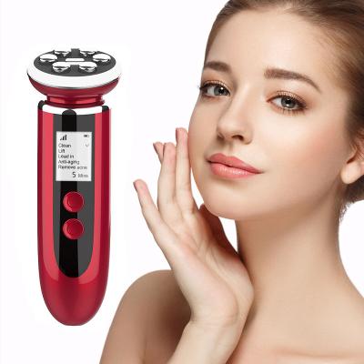 China Wrinkle Remover Home Use 5 IN 1 LED Microcurrent Face Lift Skin Care Thghtening RF Radio Frequency Device Beauty Eeuipment for sale