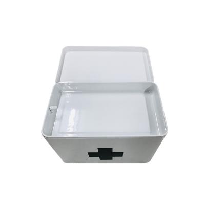 China Household Handle Stocked Storage Box Galvanized Metal Chest Medicinal Box for sale