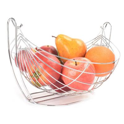 China Eco - Friendly Kitchen Countertops Metal Wire Chrome Pendant Mesh Fruit Storage Basket for sale