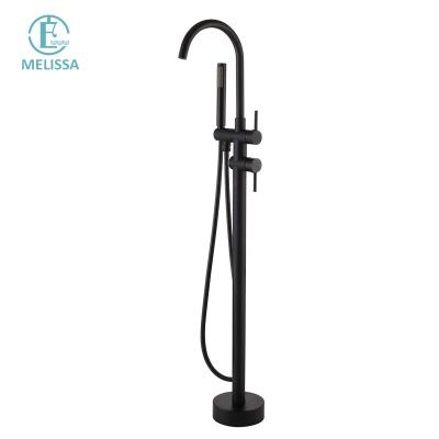 China Without Slide Bar Melissa Brass Bathroom Black Floor Bath Faucet Hot And Cold Water Shower Tub Faucet Handheld Y5201-6 Y5201-5 for sale