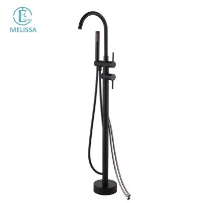 China Without Slide Bar Melissa Brass Bathroom Black Floor Bath Faucet Hot And Cold Water Shower Tub Water Faucet Y5201-6 for sale