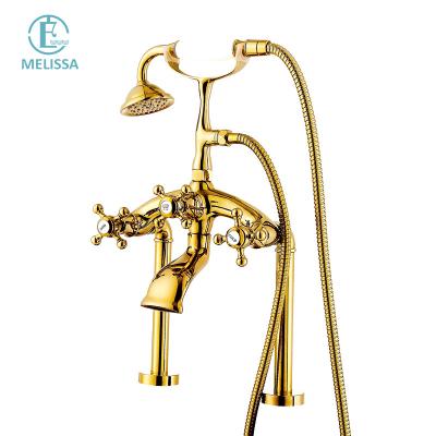 China Without Slide Bar Melissa Brass Bathroom Titanium Gold Floor Bath Faucet Hot and Cold Water Shower Tub Water Faucet Y5205-2 for sale