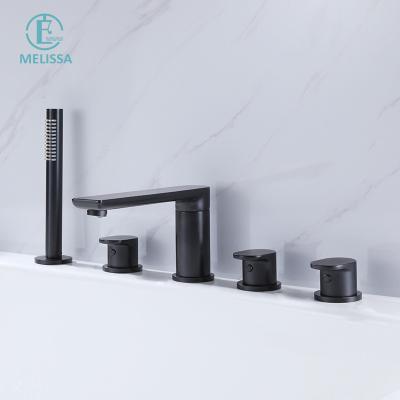 China Melissa Brass Black Bathroom 5 Holes Sense Faucets Hot And Cold Water Faucet Bathtub Basin Faucet for sale