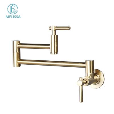 China Gold Melissa Modern Brass Soup Pot Single Inlet Hole Water Faucet Kitchen Faucet Amazon Filling Folding Rotating Swept Hot Sales Sense Faucets for sale