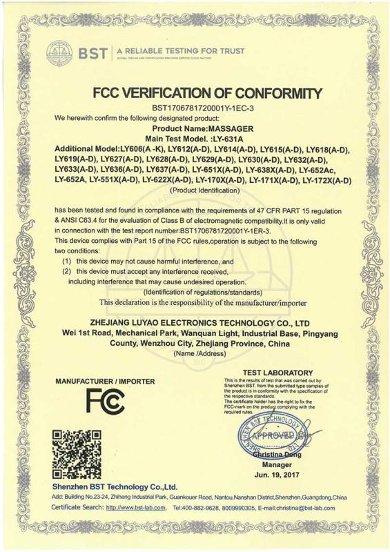 FCC - Zhejiang Luyao Electronics Technology Co., Ltd.