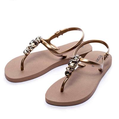 China De Diamante Strappy Sandals Summer Vacation Flat Cool Shoes Pleasantly Uncovered Heel 2019 Beach Flat Shoes for Women or Ladies for sale