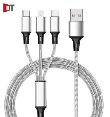 China Durable Mobile Phone Data 3 in 1 Fast USB/Type-C Cable Universal Multi Function Mobile Phone/Android Chargerr Charging Cord for sale