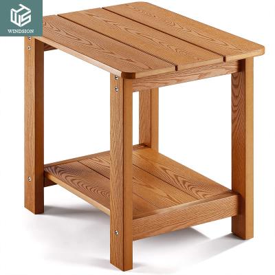 China Convertible Teak Garden Side Table Outdoor With Shelf For Hotel Swimming Pool for sale