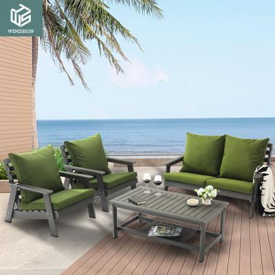 China Modern Waterproof morden teak outdoor furniture plastic wooden sofa set home and garden luxurious patio furniture sets for sale