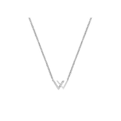 China TRENDY Double V Choker Chain Necklace Girls Letter Pendant Necklace Luxury Jewelry Female High Quality for sale