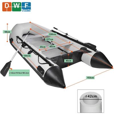 China Chinese Factory Price Fish Boat 3.30m PVC Inflatable Rowing Boat PVC Tarpaulin EN/CE Cheap Speed ​​Boat for sale