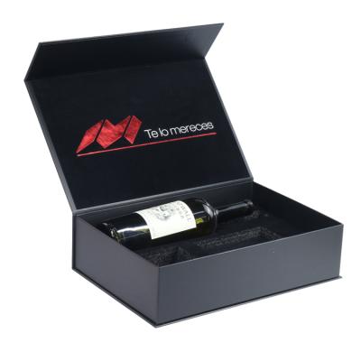 China 2019 Recyclable Stylish Matt Black Magnetic Gift Box Custom Wine Box for sale