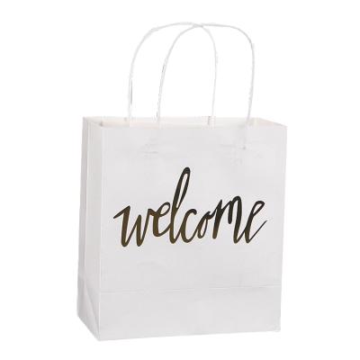 China Recyclable Eco - Friendly Brown And White Kraft Paper Bag , Paper Shopping Bag , Gold Stamping Logo Tote Bag for sale