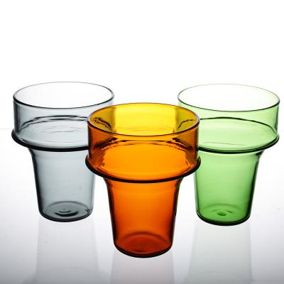 China 2022 Sustainable Stackable Borosilicate Colored Glass Mug For Wine, Seltzer, Orange Juice Water Glass Coffee Drinking Cups With Pitcher for sale