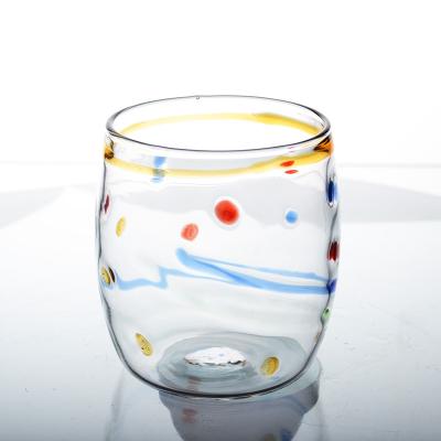 China Coloful Printed Viable Borosilicate Cup Single Wall Glass Wine Glasses for Coffee, Tea, Beer, Cocktail, Juice Water Beverage Drinking for sale