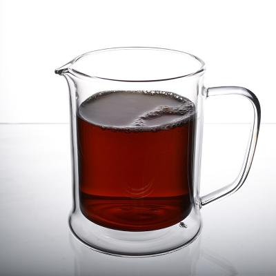 China 2022 Double Wall Heavy Duty Borosilicate Glass Beer Mug Thermo Viable Insulated Glasses Crystal Large Tea Cups With Comfortable Handle for sale