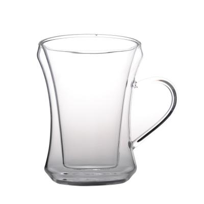 China Sustainable High End Double Wall Glass Mugs With Handles Clear Glass Cup Tea Glass Tea Cup for sale