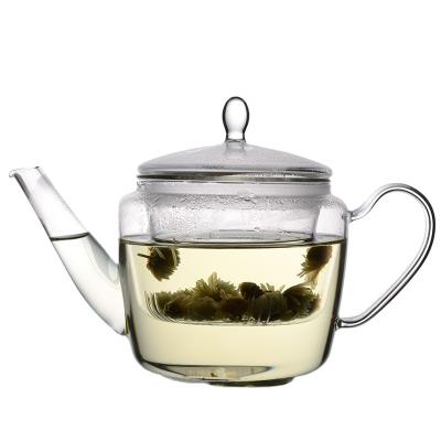 China Factory Wholesale Viable China Borosilicate Teapot Heat Resistant Clear Glass Teapot With Infuser for sale