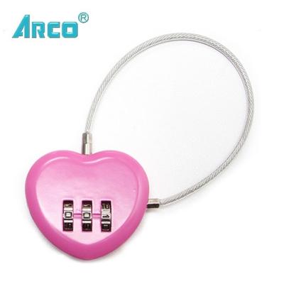 China Heart Shape Combination Cable Lock , Luggage Lock CH97-2020 for sale